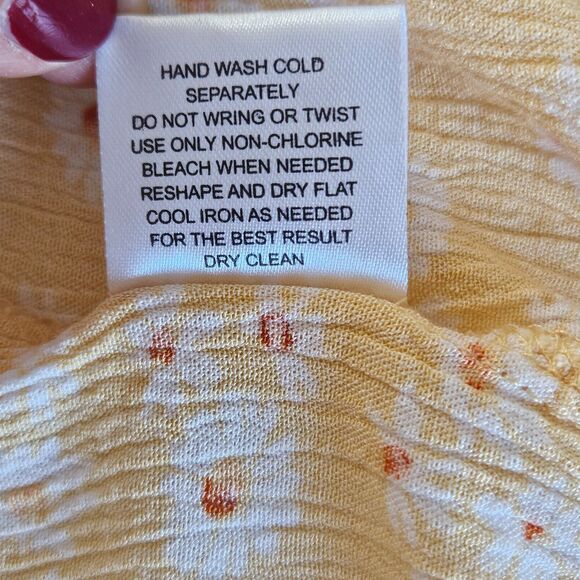 Pink Rose Peasant Mini Dress Small Yellow Daisy Print Cottagecore Prariecore - Picture 16 of 16